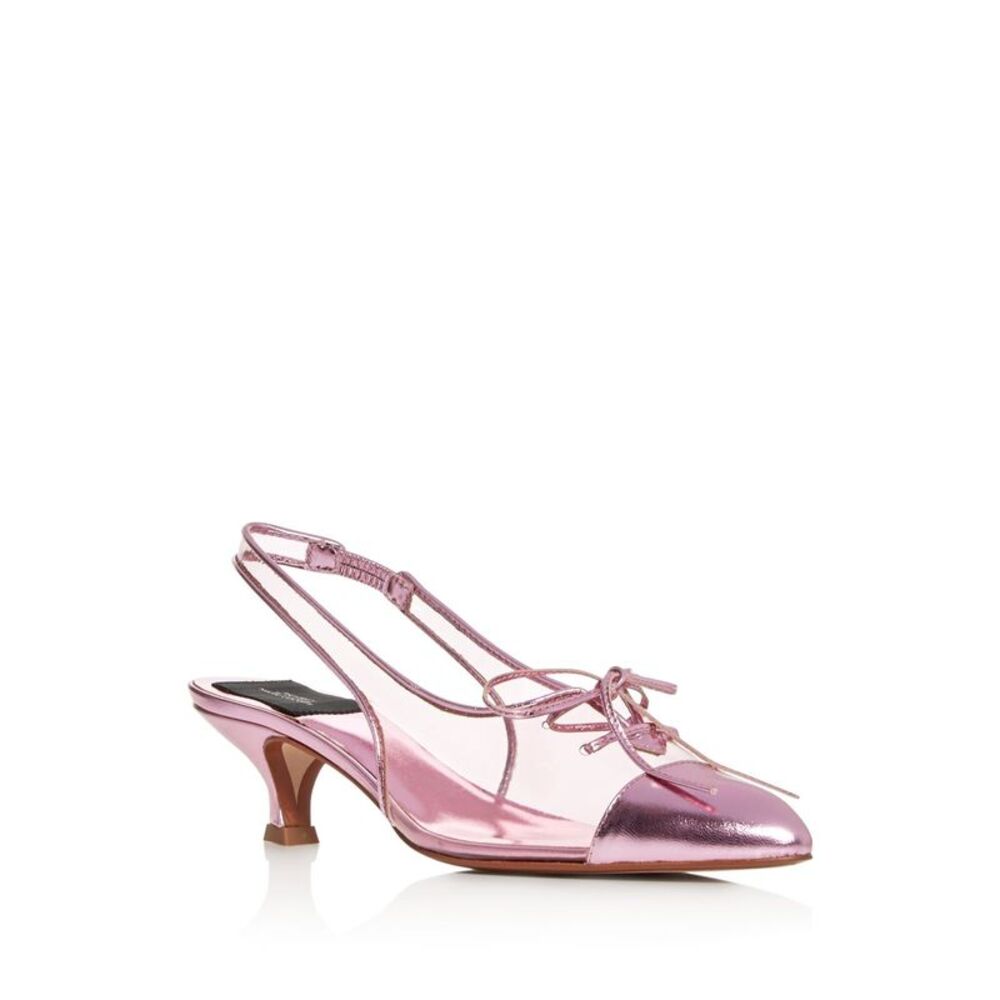 MARC JACOBS Womens Pink Lace Cap Toe Kitten Heel Slip On Slingback 36.5
